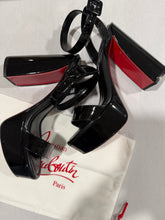 Load image into Gallery viewer, Christian Louboutin Black Patent Leather 130 Heel Sandal