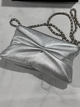 Load image into Gallery viewer, Chanel Silver Lambskin Leather Pearl Convertible Clutch/Crossbody