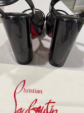 Load image into Gallery viewer, Christian Louboutin Black Patent Leather 130 Heel Sandal