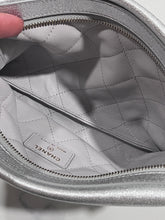 Load image into Gallery viewer, Chanel Silver Lambskin Leather Pearl Convertible Clutch/Crossbody