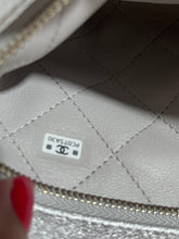 Load image into Gallery viewer, Chanel Silver Lambskin Leather Pearl Convertible Clutch/Crossbody