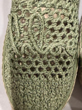 Load image into Gallery viewer, Chloe Green Crochet Espadrilles