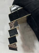 Load image into Gallery viewer, Salvatore Ferragamo Black Suede Lilly Snake Embossed Booties