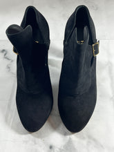 Load image into Gallery viewer, Salvatore Ferragamo Black Suede Lilly Snake Embossed Booties