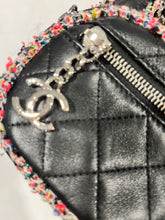 Load image into Gallery viewer, Chanel Black Leather Tweed Trim Crossbody Bag