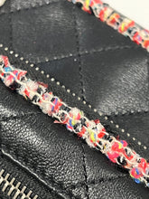 Load image into Gallery viewer, Chanel Black Leather Tweed Trim Crossbody Bag