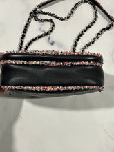Load image into Gallery viewer, Chanel Black Leather Tweed Trim Crossbody Bag