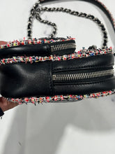 Load image into Gallery viewer, Chanel Black Leather Tweed Trim Crossbody Bag