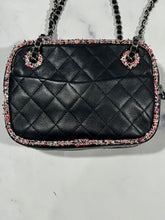 Load image into Gallery viewer, Chanel Black Leather Tweed Trim Crossbody Bag