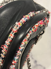 Load image into Gallery viewer, Chanel Black Leather Tweed Trim Crossbody Bag