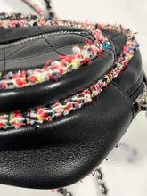 Load image into Gallery viewer, Chanel Black Leather Tweed Trim Crossbody Bag
