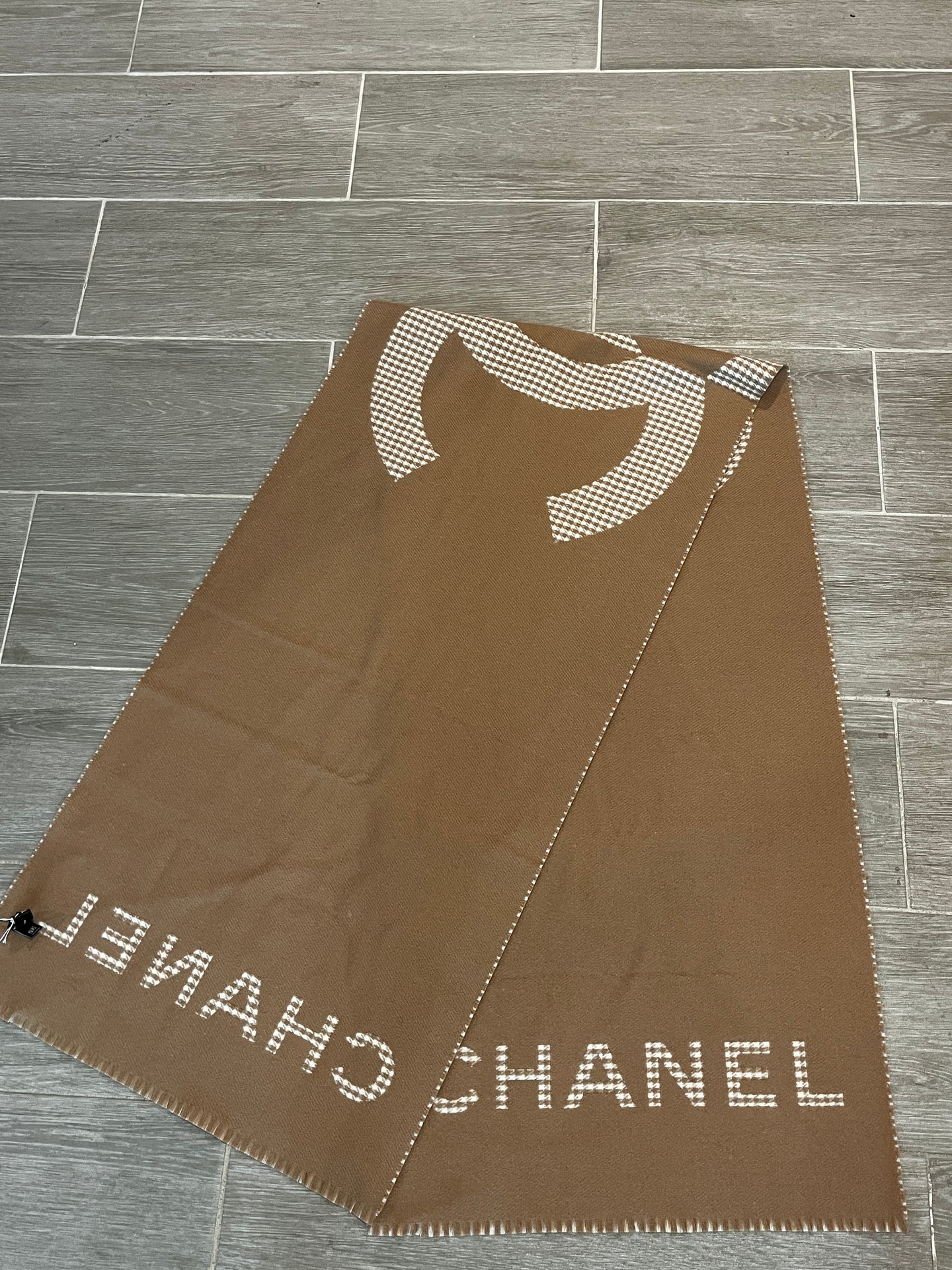 Chanel CC Beige Ivory Blanket Shawl Wrap