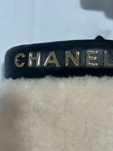 Load image into Gallery viewer, Chanel 22B White Shearling Black Leather Short Moto Boots