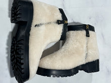 Load image into Gallery viewer, Chanel 22B White Shearling Black Leather Short Moto Boots