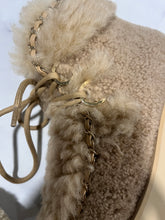 Load image into Gallery viewer, Chanel 22N Shearling Leather Ankle Chain Detail Booties