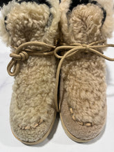 Load image into Gallery viewer, Chanel 22N Shearling Leather Ankle Chain Detail Booties
