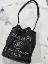 Load image into Gallery viewer, Chanel 19C Black Raffia Drawstring Bucket Bag