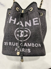 Load image into Gallery viewer, Chanel 19C Black Raffia Drawstring Bucket Bag