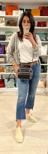 Load image into Gallery viewer, Chanel Black Leather Tweed Trim Crossbody Bag