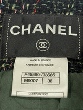 Load image into Gallery viewer, Chanel Black Green Multicolor Tweed Crop Blazer