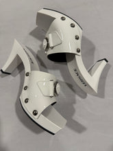 Load image into Gallery viewer, Versace Embellished Patent Leather Medusa Mules