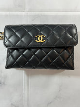 Load image into Gallery viewer, Chanel Black Quilted Wristlet Clutch Bag