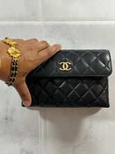 Load image into Gallery viewer, Chanel Black Quilted Wristlet Clutch Bag