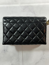 Load image into Gallery viewer, Chanel Black Quilted Wristlet Clutch Bag