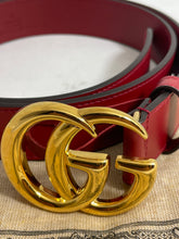 Load image into Gallery viewer, Gucci Red Leather Belt With Gold Buckle