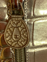 Load image into Gallery viewer, Chanel croc embossed gold leather metallic boots