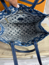 Load image into Gallery viewer, Louis Vuitton On The Go Denim Tote MM