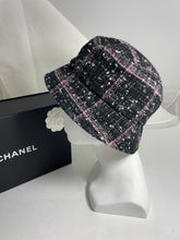 Load image into Gallery viewer, Chanel 22K Black Pink Tweed Bucket Hat