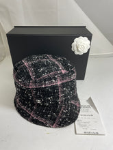 Load image into Gallery viewer, Chanel 22K Black Pink Tweed Bucket Hat
