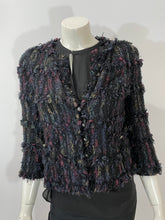 Load image into Gallery viewer, Chanel 06P black multicolor shaggy tweed crop blazer