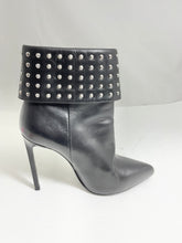 Load image into Gallery viewer, Saint Laurent YSL Black Leather Stud Fold over Ankle Boots