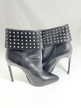Load image into Gallery viewer, Saint Laurent YSL Black Leather Stud Fold over Ankle Boots