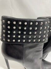 Load image into Gallery viewer, Saint Laurent YSL Black Leather Stud Fold over Ankle Boots