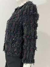 Load image into Gallery viewer, Chanel 06P black multicolor shaggy tweed crop blazer
