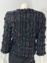 Load image into Gallery viewer, Chanel 06P black multicolor shaggy tweed crop blazer