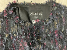 Load image into Gallery viewer, Chanel 06P black multicolor shaggy tweed crop blazer