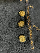 Load image into Gallery viewer, Chanel navy tweed blazer with gold/bronze trim blazer