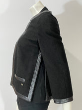 Load image into Gallery viewer, Chanel 13S Black Tweed Jacket With Leather Trim