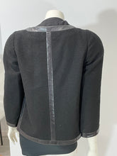 Load image into Gallery viewer, Chanel 13S Black Tweed Jacket With Leather Trim