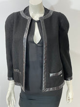 Load image into Gallery viewer, Chanel 13S Black Tweed Jacket With Leather Trim