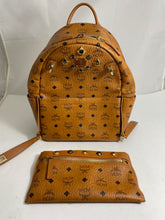 Load image into Gallery viewer, MCM Studded Medium Duel Cognac Stark Backpack