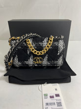 Load image into Gallery viewer, Chanel 22K Black White Tweed 19 WOC Crossbody Bag