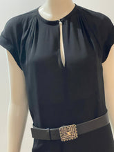 Load image into Gallery viewer, Chanel 22K Tweed Buckle Black Leather Belt
