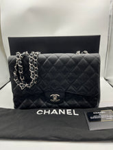 Load image into Gallery viewer, Chanel Black Quilted Caviar Jumbo Single Flap Bag