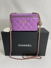 Load image into Gallery viewer, Chanel Classic Violet Lambskin Pearl Crush Vanity Bag