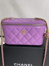Load image into Gallery viewer, Chanel Classic Violet Lambskin Pearl Crush Vanity Bag